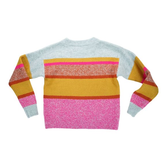 Lou And Grey For Loft Sweater Knit Size Small Striped Gray Pink Yellow Soft - Picture 2 of 4